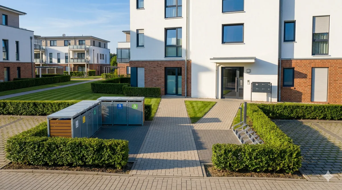 Hausmeisterservice – Gepflegter Eingangsbereich einer modernen Wohnanlage